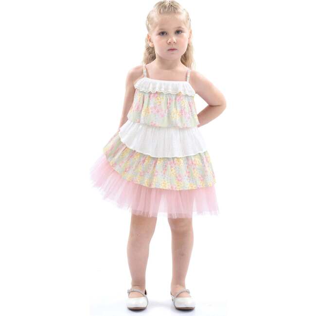 Tiered Warm Floral Dress Set, Yellow - Dresses - 2