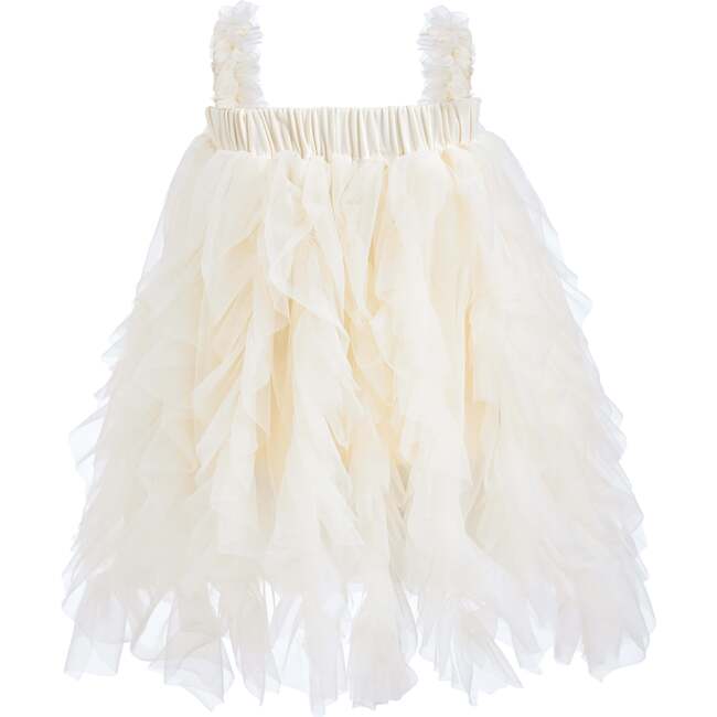 Sleeveless Ruffle Layered Dress, Ivory