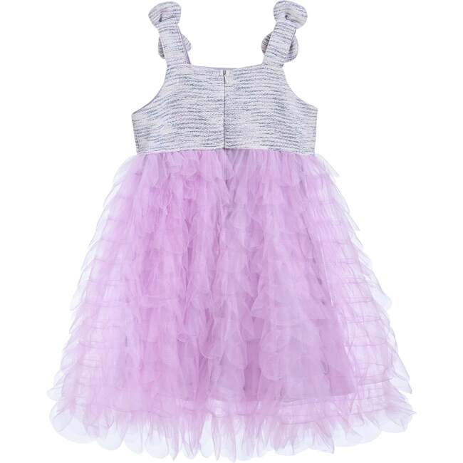 Tulle Silhouette Bow Pom Dress, Purple - Dresses - 3