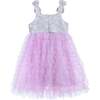 Tulle Silhouette Bow Pom Dress, Purple - Dresses - 3