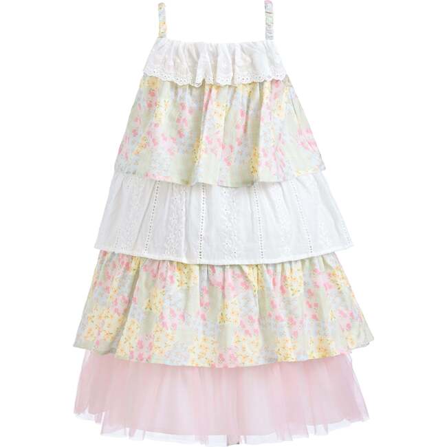 Tiered Warm Floral Dress Set, Yellow - Dresses - 4