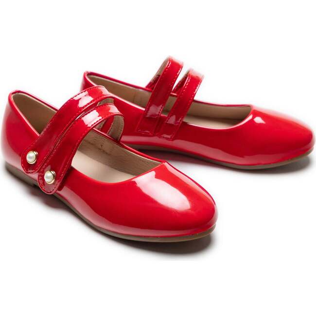Dorothea Banded Patent Flats, Red