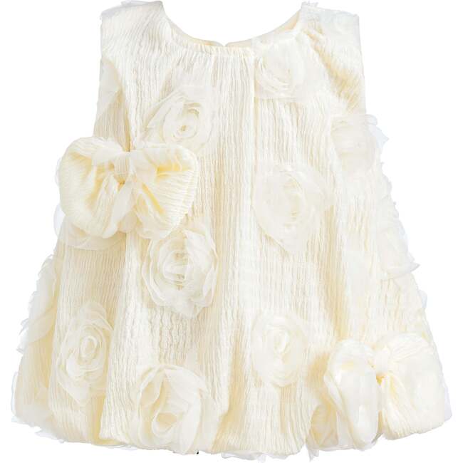 Bow Flower Sleeveless Dress, Ivory
