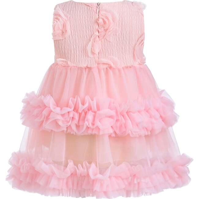 Flower Layered Tulle Dress, Pink - Dresses - 3