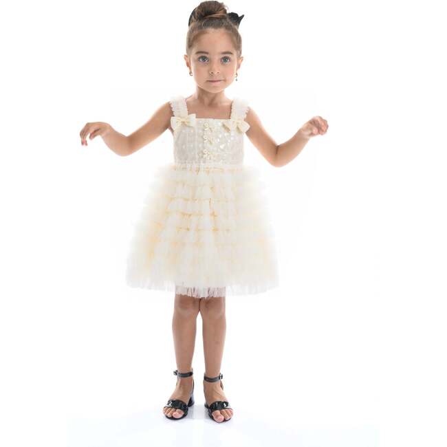Bow Tiered Tulle Dress, Ivory - Dresses - 2