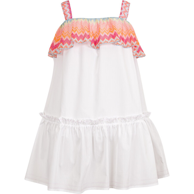 White Zigzag Ruffle Dress