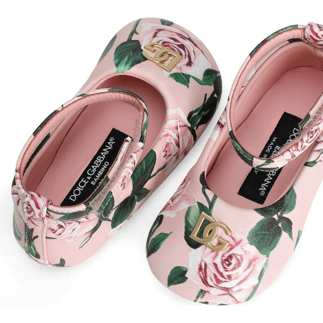 Rose Print Baby Ballerinas - Crib Shoes - 3
