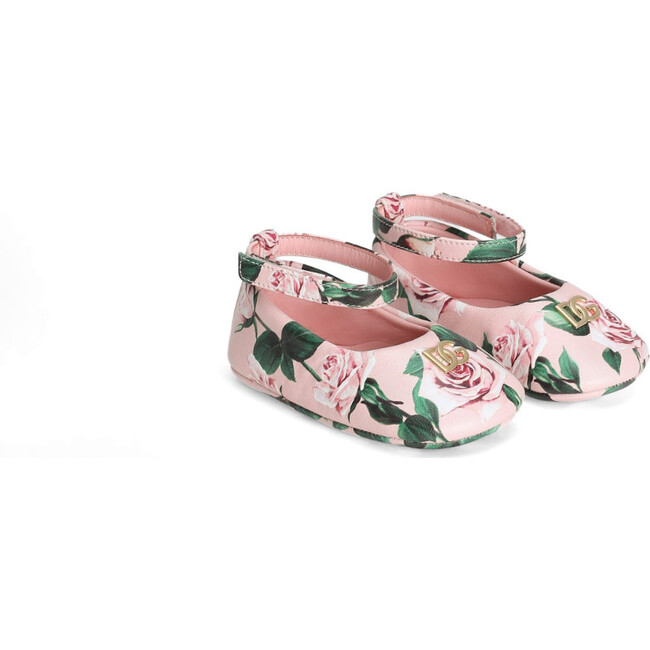 Rose Print Baby Ballerinas - Crib Shoes - 4