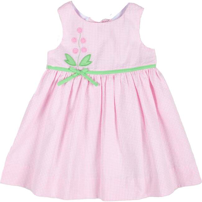 Check Seersucker Dress With Flowers