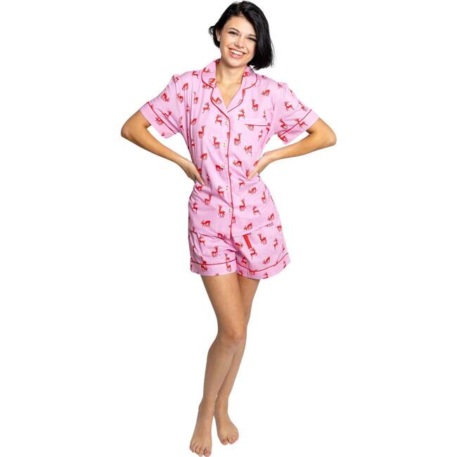 Women's Reindeer Pink Short PJ Set - Pajamas - 2