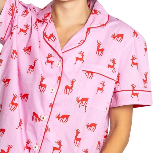 Women's Reindeer Pink Short PJ Set - Pajamas - 3