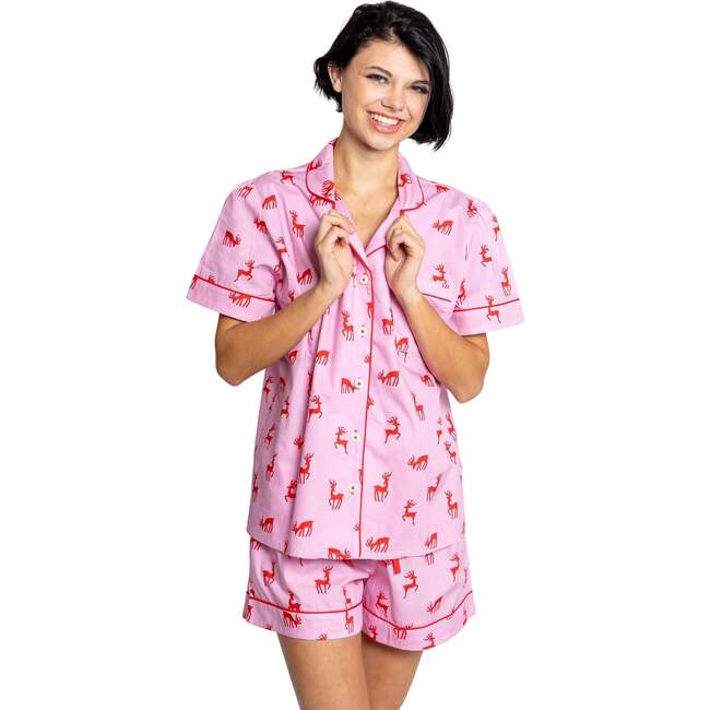 Women's Reindeer Pink Short PJ Set - Pajamas - 5