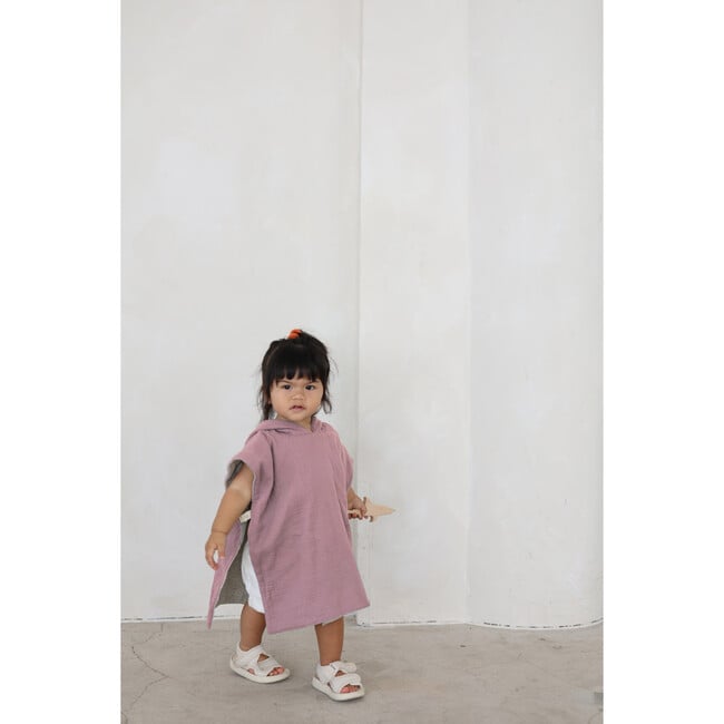 Reversible Hooded Poncho, Dusty Pink