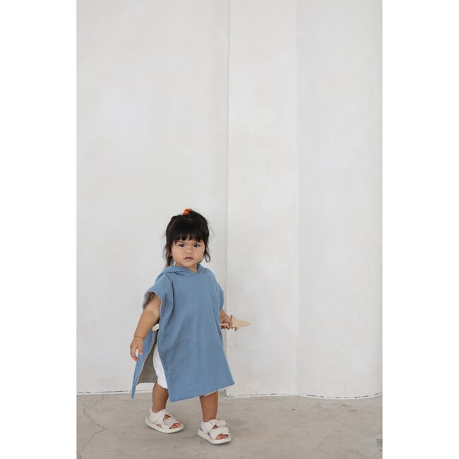 Reversible Hooded Poncho, Ocean Blue
