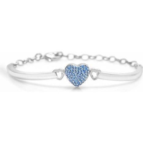 Heart Crystal Adjustable Pink Palladium plating Girl's Bangle Bracelet Blue