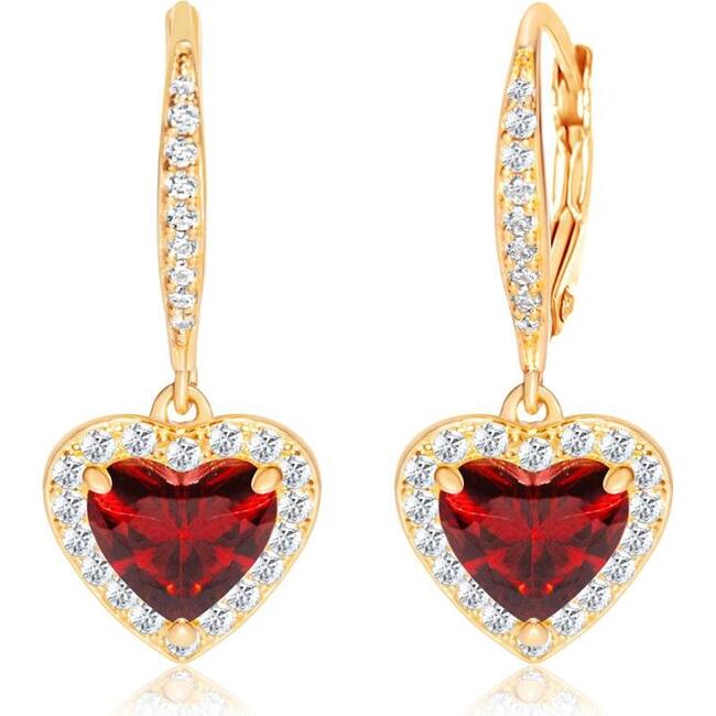 Heart CZ Leverback Earrings