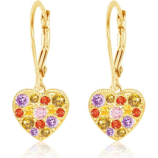 CZ Heart Leverback Earrings