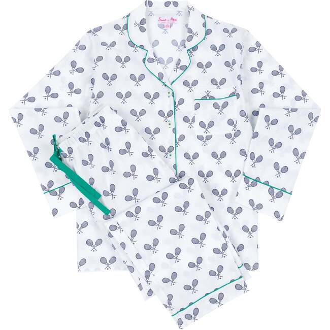 Women's Tennis Navy Long PJ Set