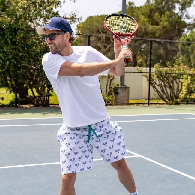 Men's Tennis Navy Sleep Shorts - Pajamas - 6