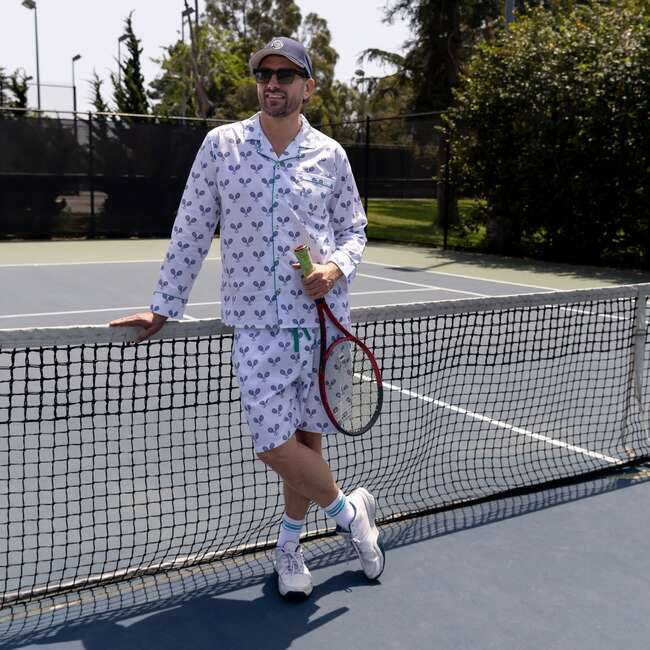 Men's Tennis Navy Sleep Shorts - Pajamas - 7
