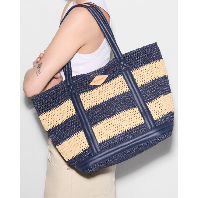 Medium Crochet Tote, Dawn/Natural Stripe - Bags - 3