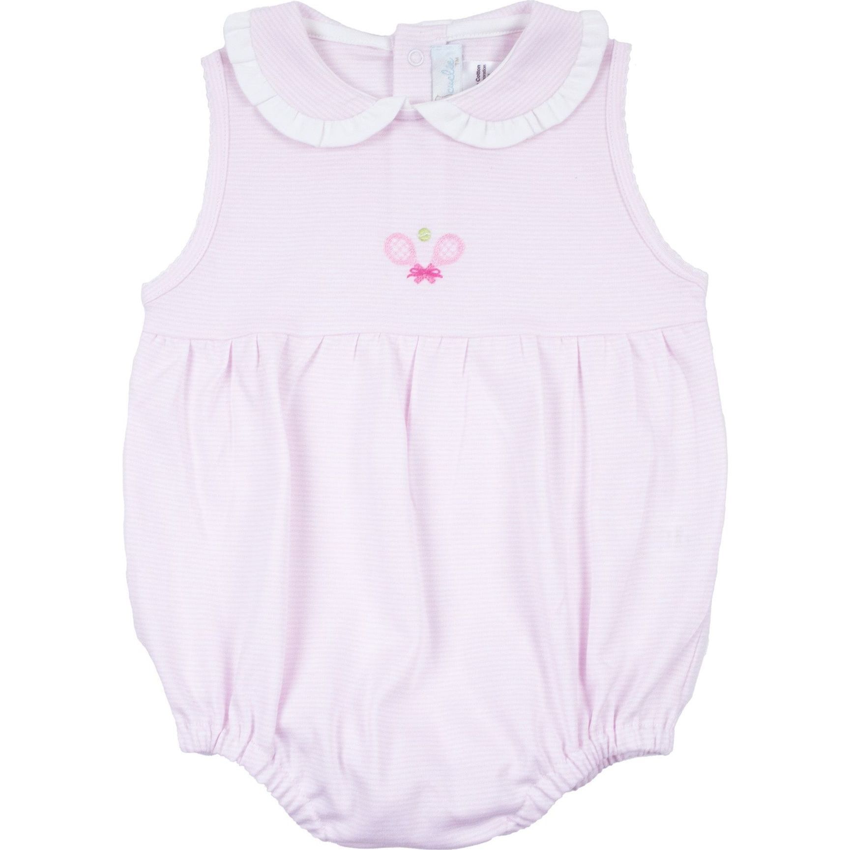 Bow Tennis Bubble Romper, Pink - Rompers - 1