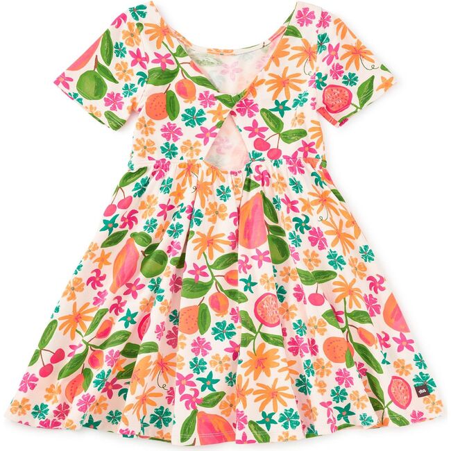 Twist Back Ballet Dress, Tropical Fruit Floral - Dresses - 2