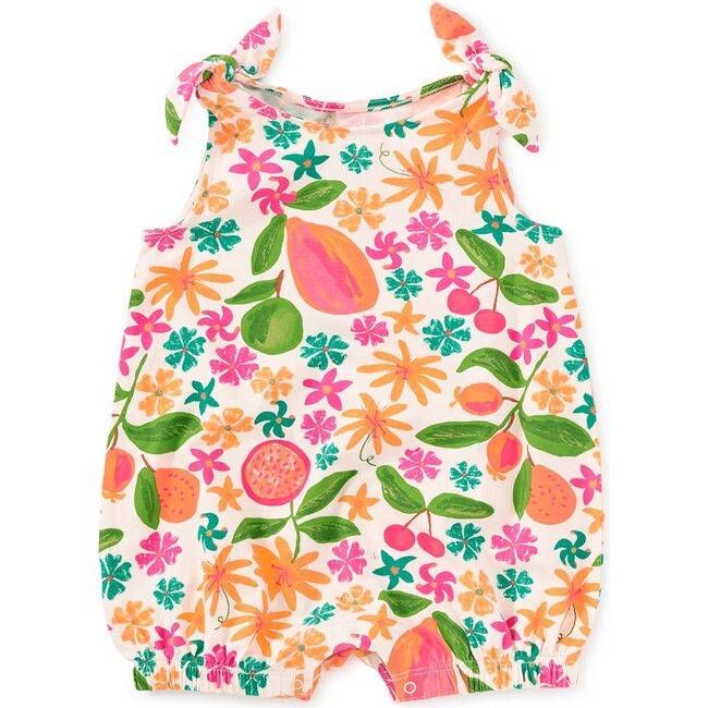 Tie Shoulder Baby Romper, Tropical Fruit Floral
