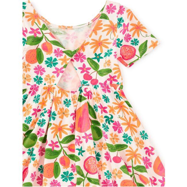 Twist Back Ballet Dress, Tropical Fruit Floral - Dresses - 3