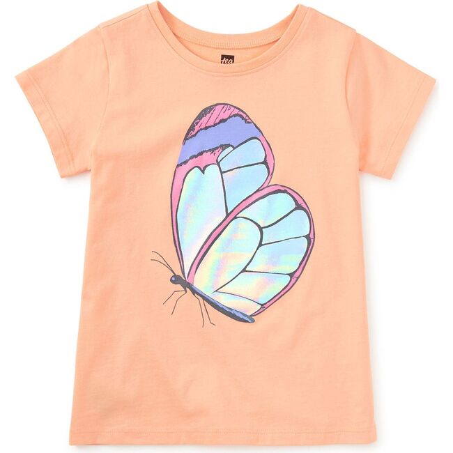 Shimmery Butterfly Graphic Tee, SALMON - T-Shirts - 1