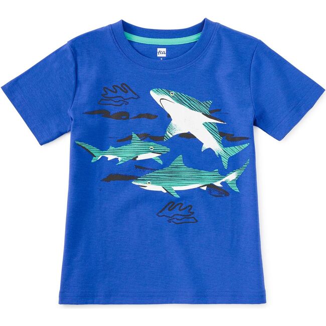 Shark Play Graphic Tee, Majorelle Blue