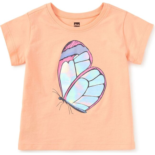 Shimmery Butterfly Graphic Tee, SALMON - T-Shirts - 3