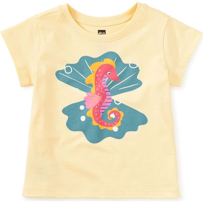 Seahorse & Pearls Graphic Tee, Banana - T-Shirts - 2