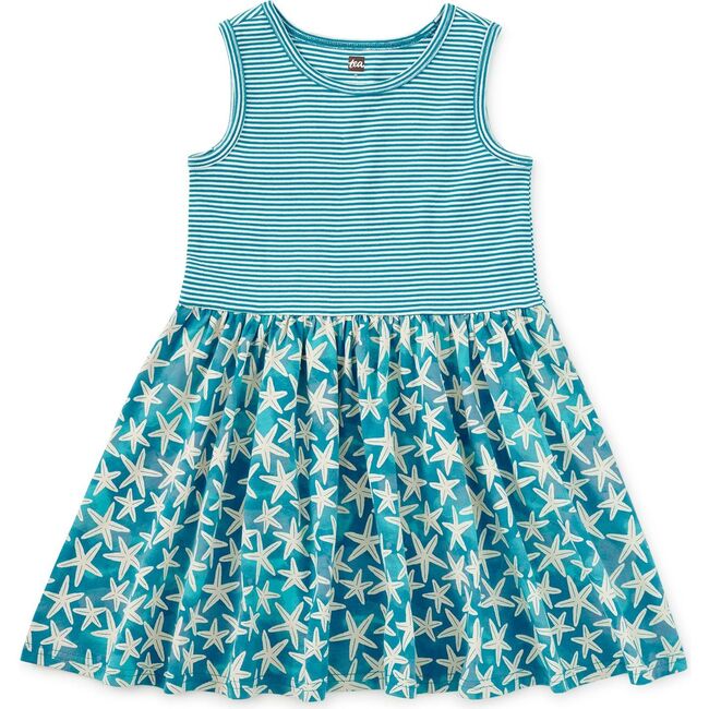 Print Mix Tank Skirted Dress, Watercolor Starfish