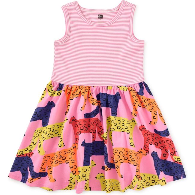 Print Mix Tank Skirted Dress, Bright Jaguars