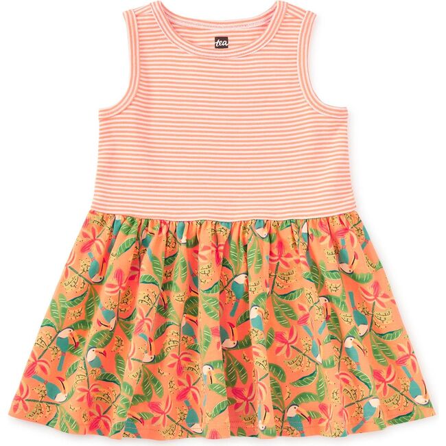 Print Mix Tank Skirted Dress, Toucan in Banana Palm - Dresses - 2