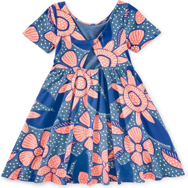 Twist Back Ballet Dress, Oversized Dot Floral - Dresses - 2