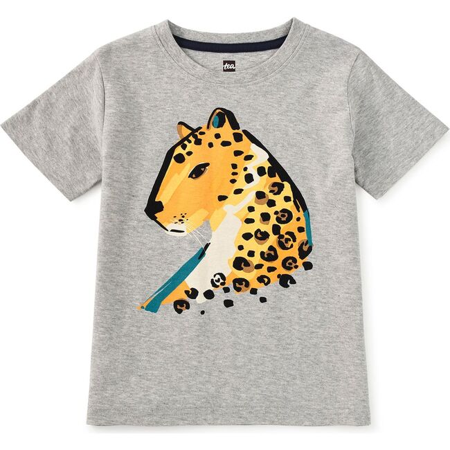 Painted Jaguar Graphic Tee, Med Heather Grey