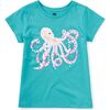Octopus Samba Graphic Tee, Cyan - T-Shirts - 1 - thumbnail