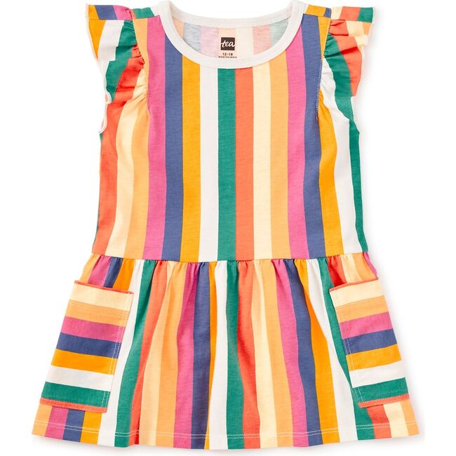 Flutter Sleeve Pocket Dress, Lamu Sunset Stripe - Dresses - 2