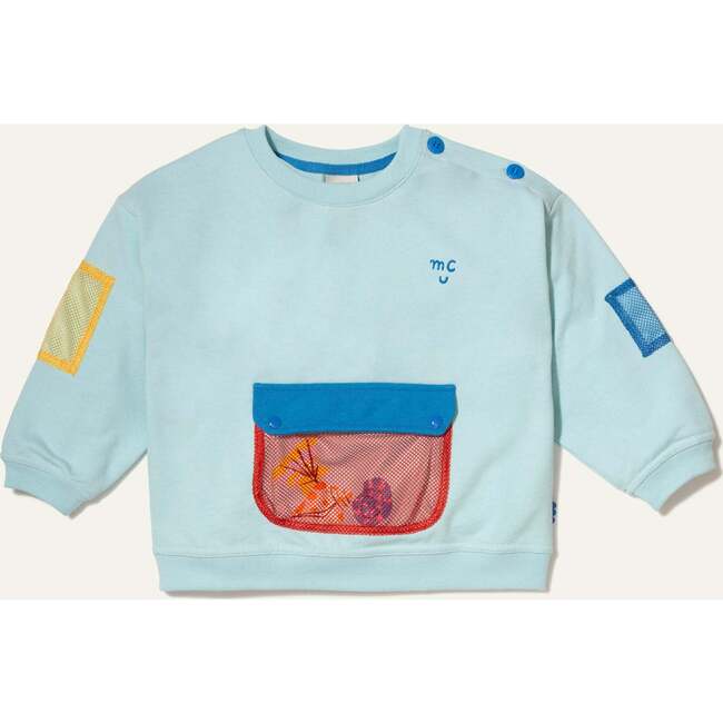 Recycled Cotton Blue Pocket Kid Sweatshirt
