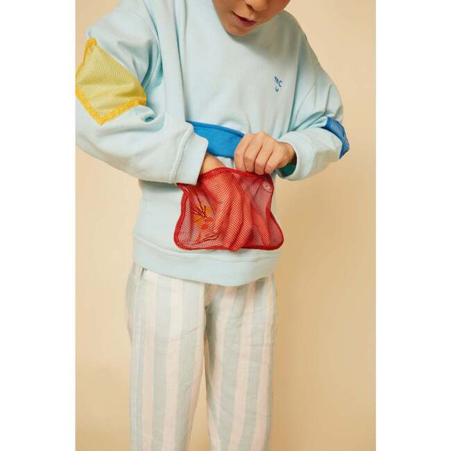Recycled Cotton Blue Pocket Kid Sweatshirt - Sweatshirts - 2