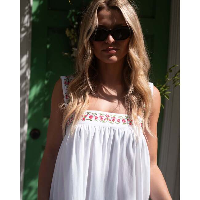 The Greek Isles, Bougainvillea Embroidered Maxi Cotton Dress