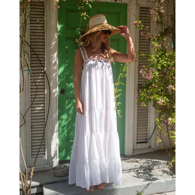 The Greek Isles, Bougainvillea Embroidered Maxi Cotton Dress - Dresses - 4