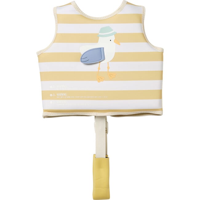 Kids Swim Vest: 1/2 - Sid The Seagull, Mustard Stripe