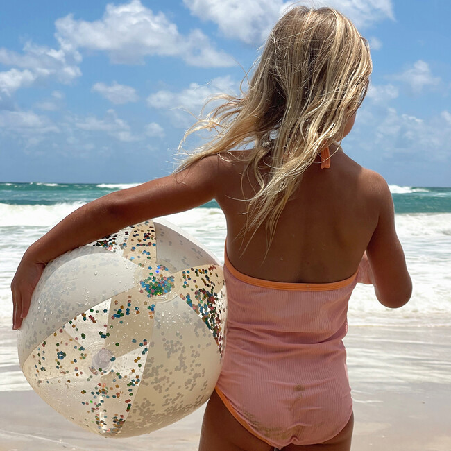 Inflatable Beach Ball: Cotton Candy, Clear Glitter - Outdoor Games - 3