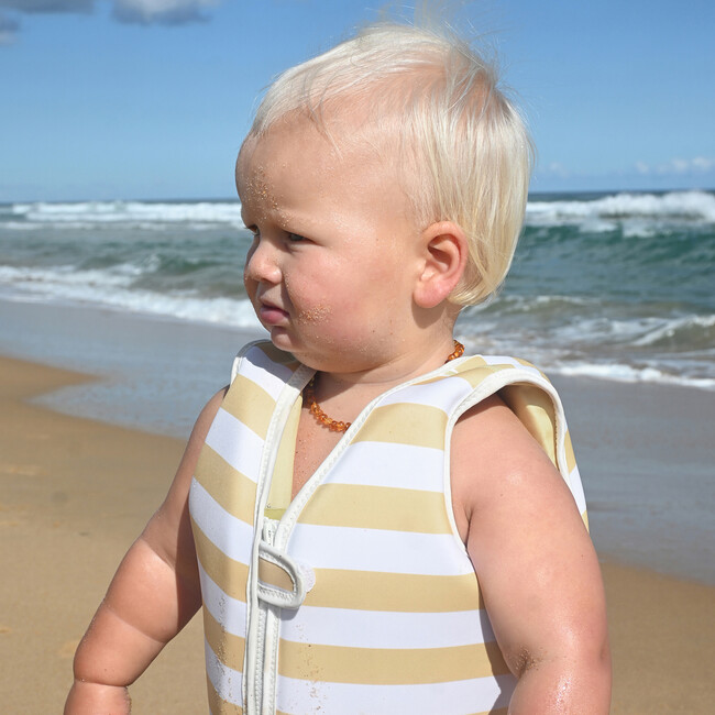 Kids Swim Vest: 1/2 - Sid The Seagull, Mustard Stripe - Pool Floats - 6