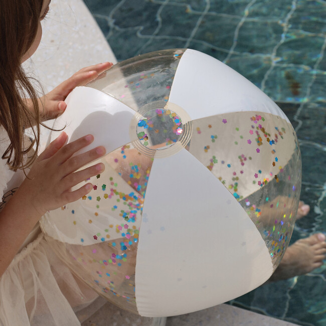 Inflatable Beach Ball: Cotton Candy, Clear Glitter - Outdoor Games - 5
