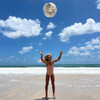 Inflatable Beach Ball: Cotton Candy, Clear Glitter - Outdoor Games - 6
