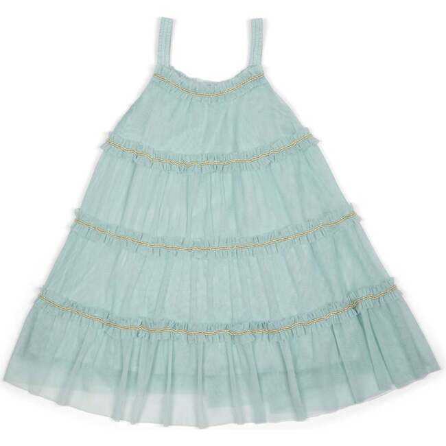 Wisteria Embellished Tulle Frill Dress, Cyan